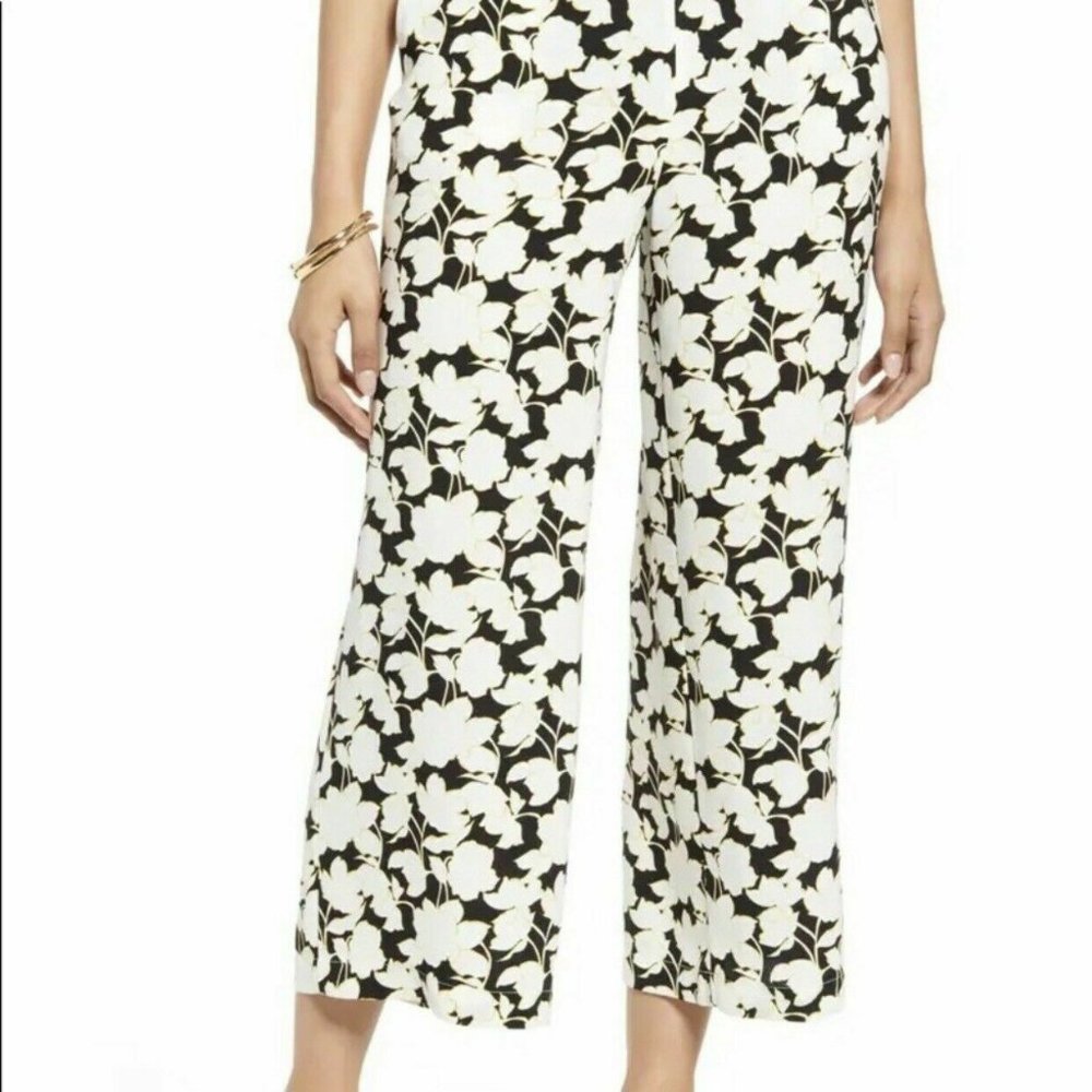 Halogen Wide Leg Floral Crop Pants 1X